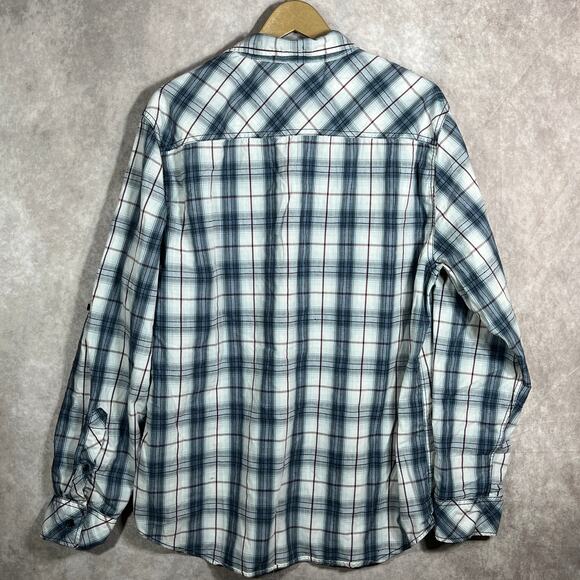 Machine Shirt Mens XL White Gray Long Sleeves‎ Button Casual Pockets Streetwear - Picture 5 of 9